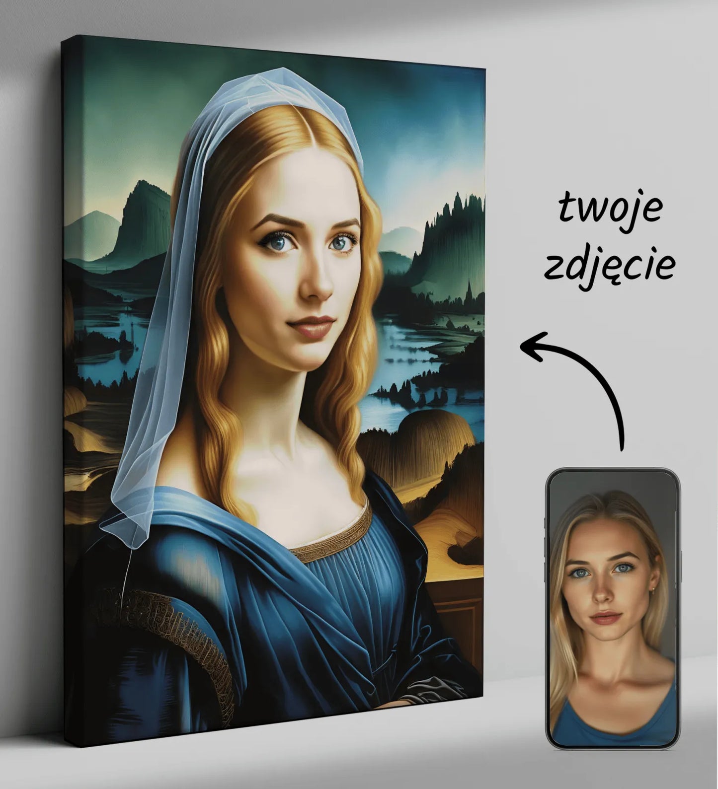 Portret na płótnie w stylu Mona Lisy - Dama w stylu da Vinci