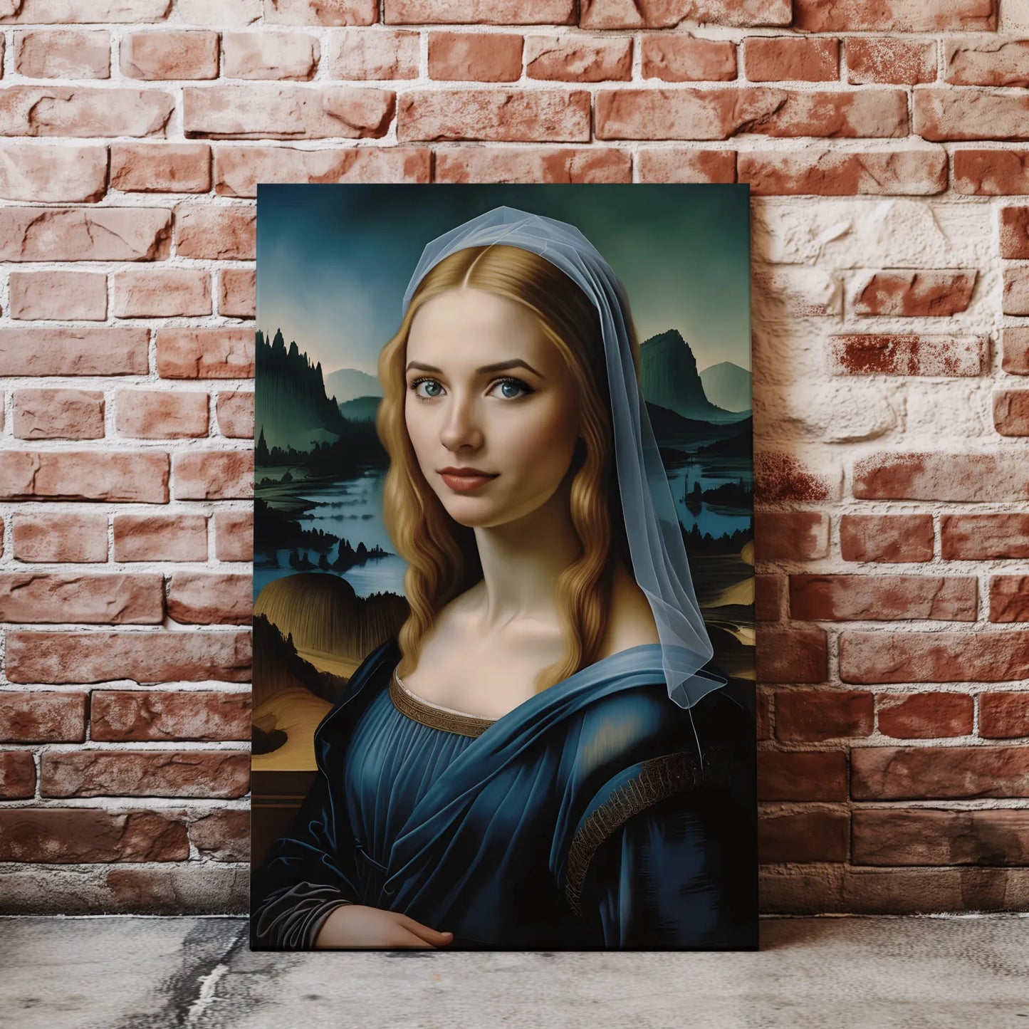 Portret inspirowany Mona Lisą w produkcie Dama w stylu da Vinci