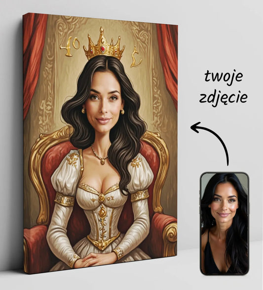 Personalizowany królewski portret na płótnie w stylu renesansu na 40-tkę