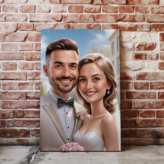 Elegancki portret Pary Młodej na płótnie jako pamiątka ślubna w wysokiej jakości
