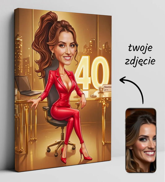 Caricature canvas print jako elegancki prezent na urodziny dla Szefowej