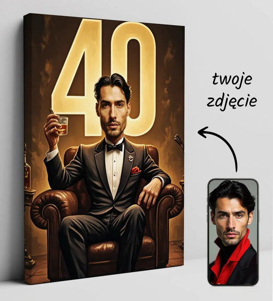 Spersonalizowany portret urodzinowy na 40. urodziny w stylu Ojciec Chrzestny
