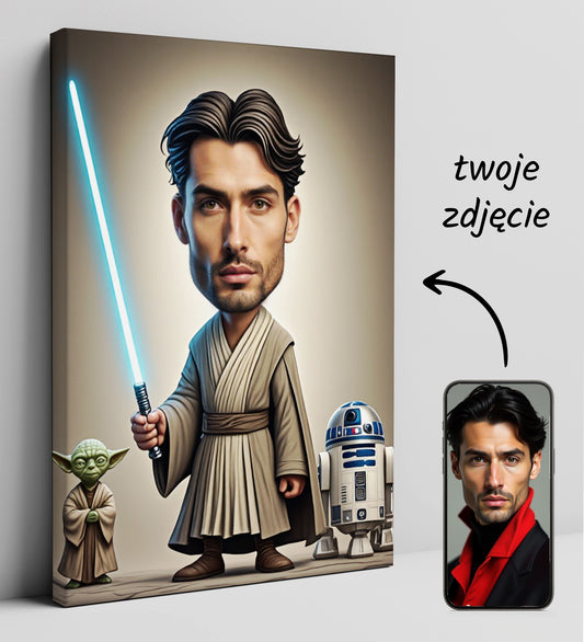 Pomysł na prezent dla fana Star Wars – karykatura Jedi