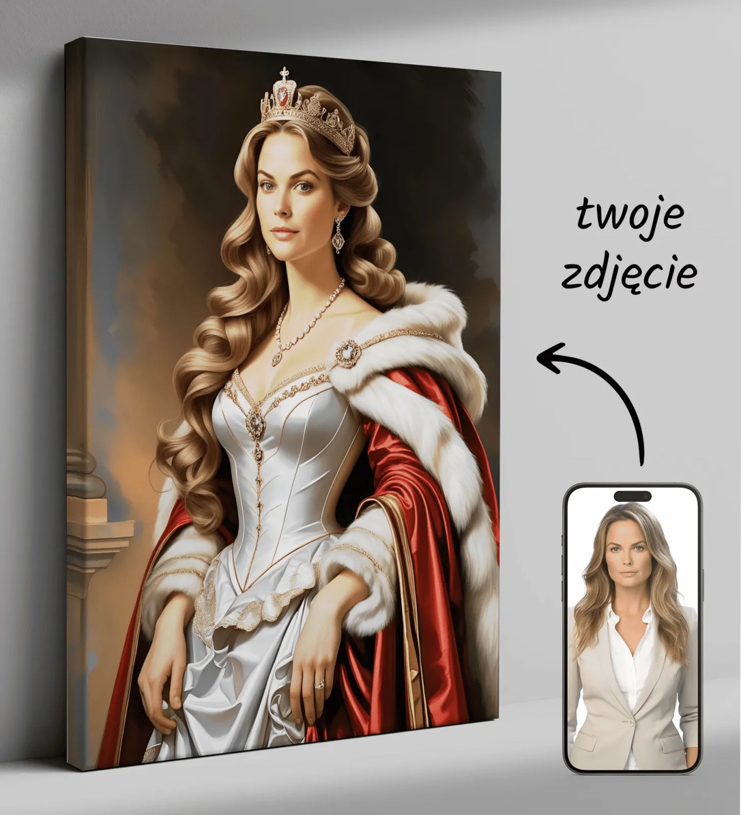 Personalizowany portret królewski na płótnie Jej wysokości Królowej