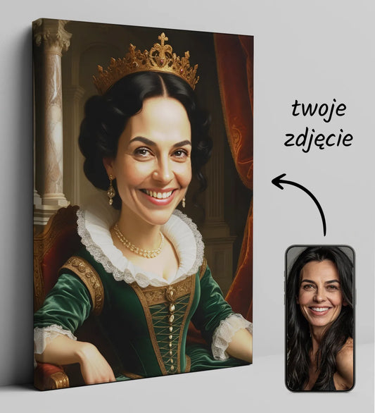 Personalizowany portret królewski na płótnie Karykatura królowej