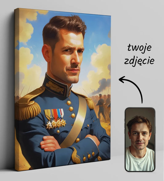 Personalizowany portret żołnierza na kanwie Karykatura żółnierza