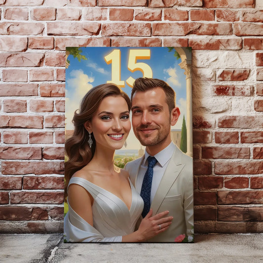 Obraz na płótnie z okazji 15 rocznicy ślubu w personalizowanym stylu