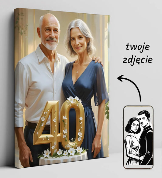 Obraz na płótnie z okazji rocznicy ślubu w eleganckim stylu personalizowany dekoracja