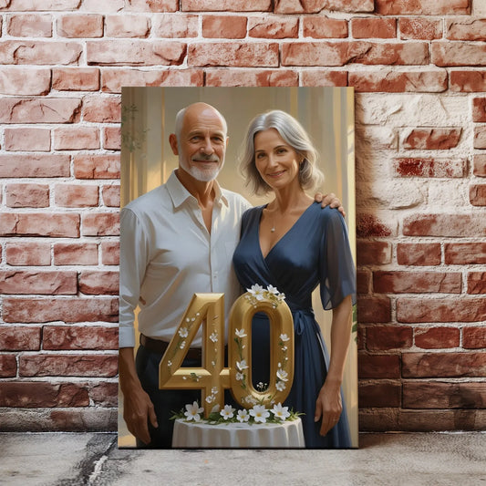 Obraz na płótnie z parą obchodzącą 40-lecie rocznicy Ślubu