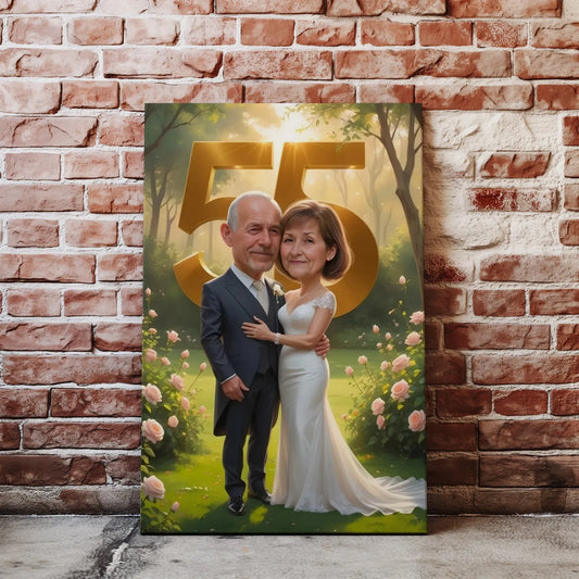 Werona portret na rocznicę ślubu, styl karykatury olejnej, personalizowany