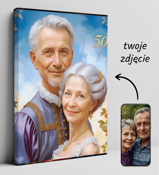 Personalizowany portret w kanwie na 50 rocznicę ślubu jako wyjątkowy prezent