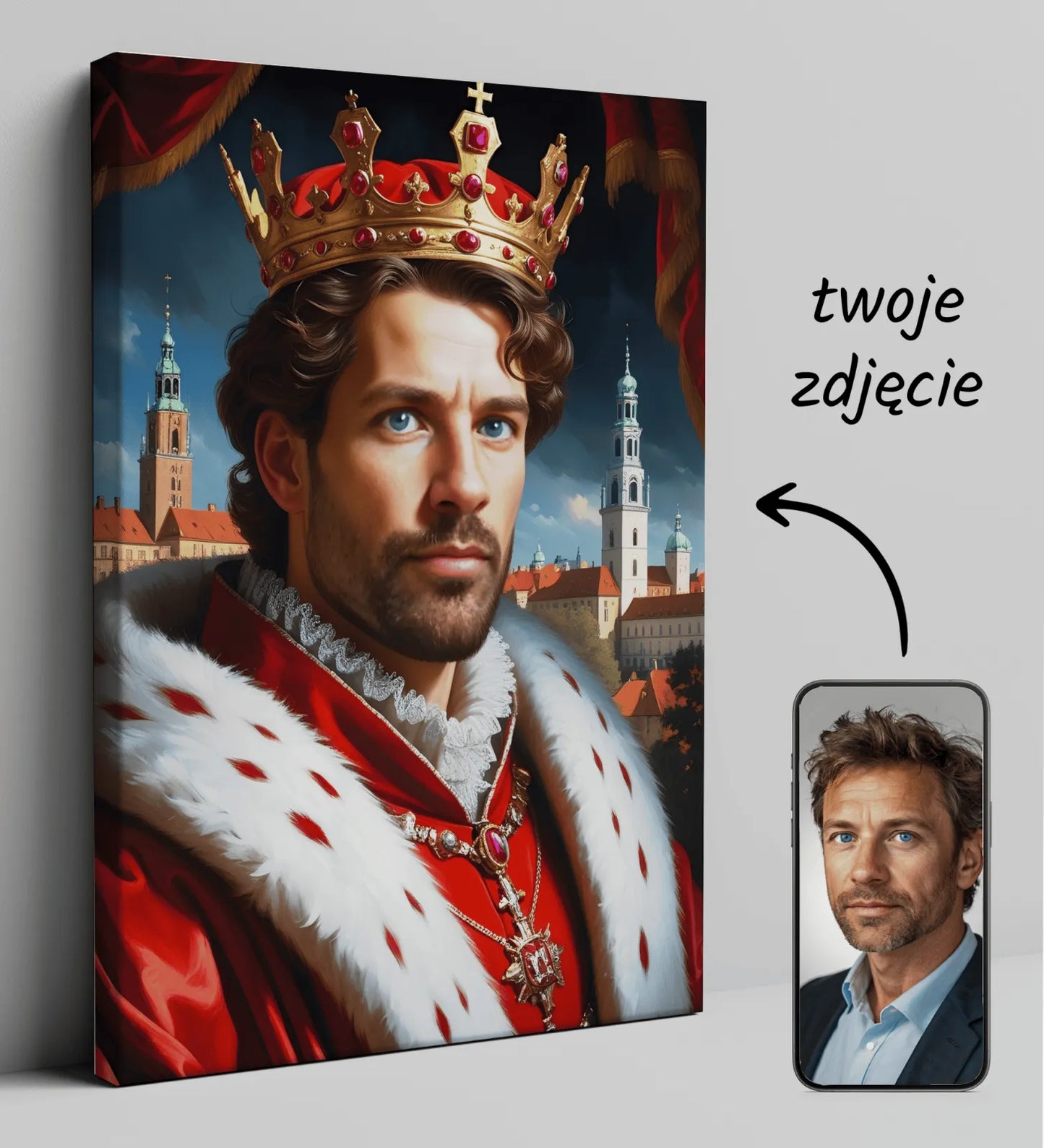 Royalny portret na płótnie w produkcie Portret Króla Polski