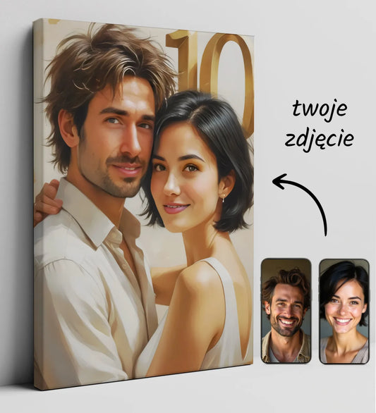 Personalizowany portret pary na canvas z okazji rocznicy ślubu