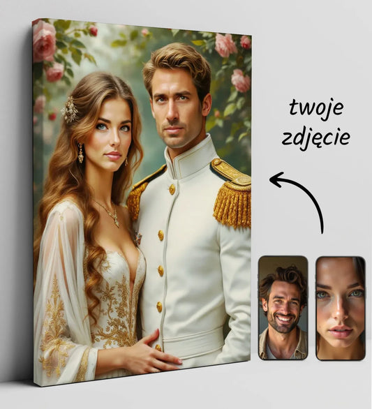 Customizable royal portrait canvas for Portret zakochanych - królewski portret ze zdjęcia