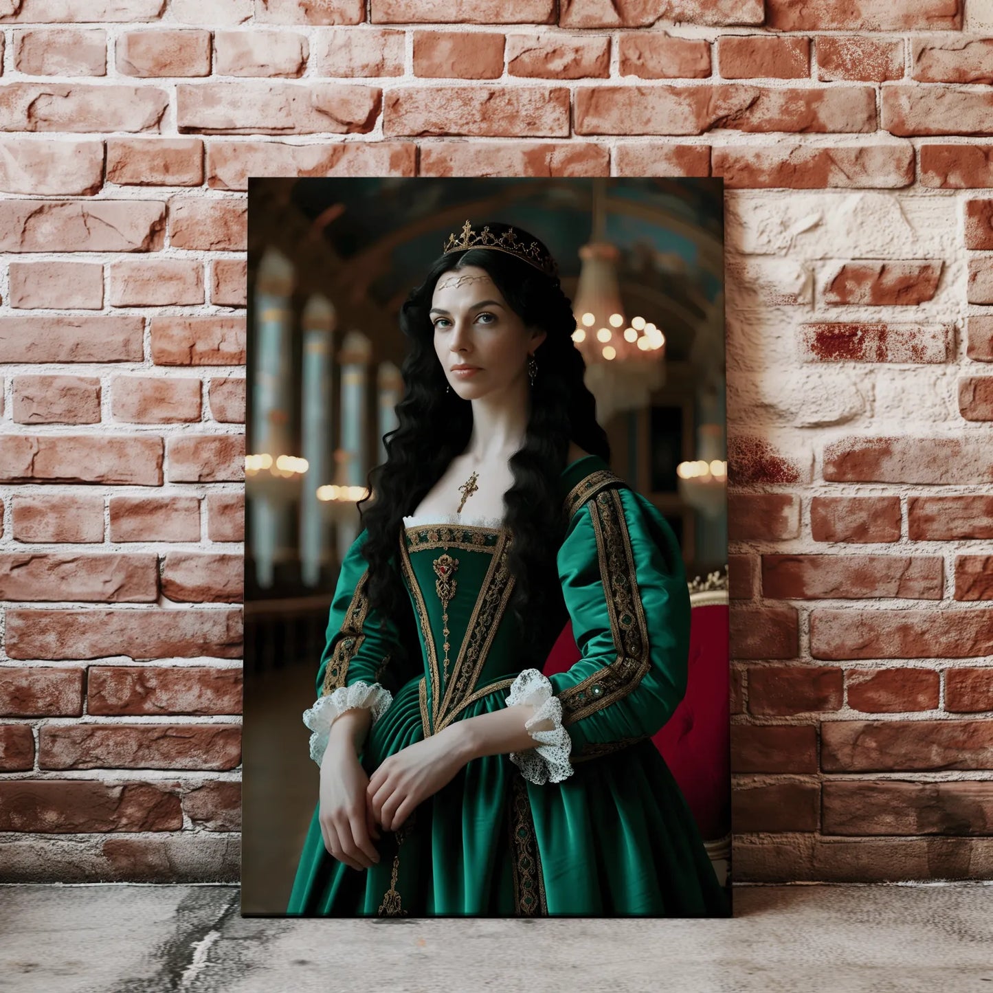 Renaissance-style portret kobiety w zielonej sukni, Renesansowa Dama