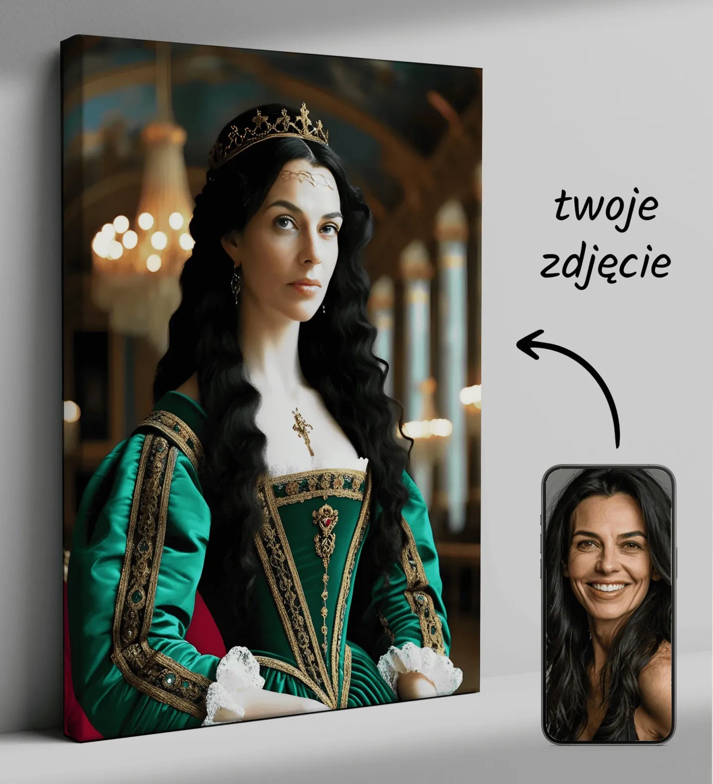 Personalizowany portret na płótnie Renesansowa Dama w stylu regalnym