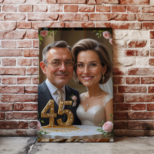 Portret olejny na płótnie na rocznicę ślubu stylizowany do obrazów z zdjęć