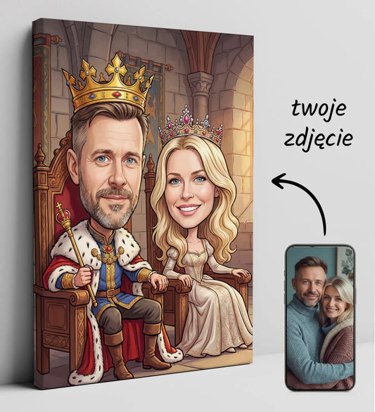 Królewska karykatura pary jako pomysł na prezent ślubny
