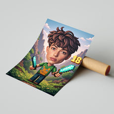 Prezent na 18 urodziny dla chłopaka – karykatura w stylu Minecraft