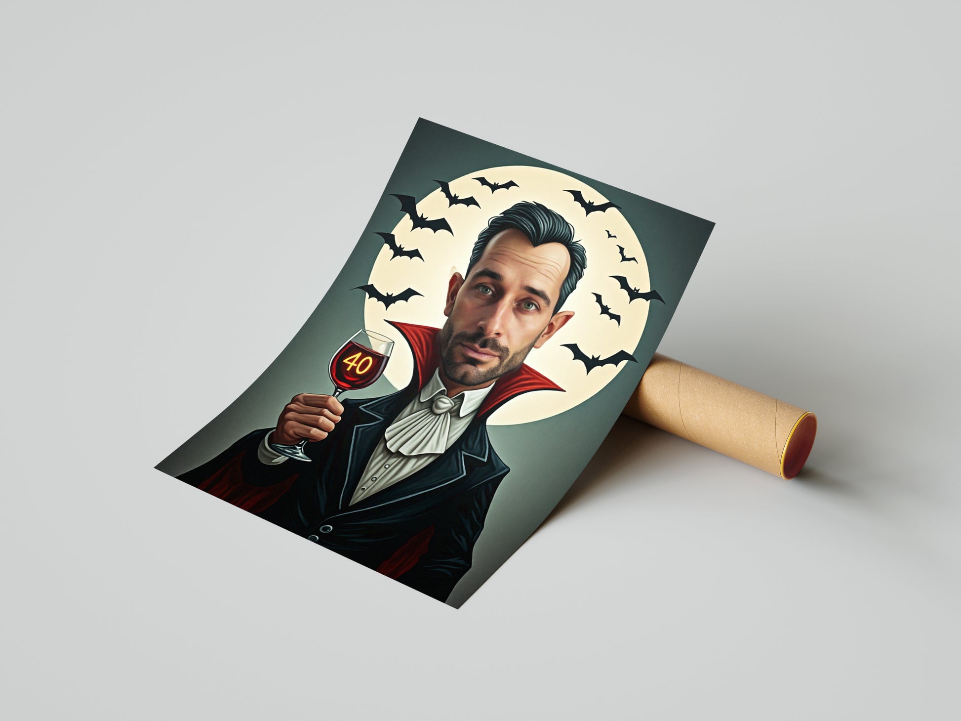 Karykatura ze zdjęcia – Wampir z kieliszkiem