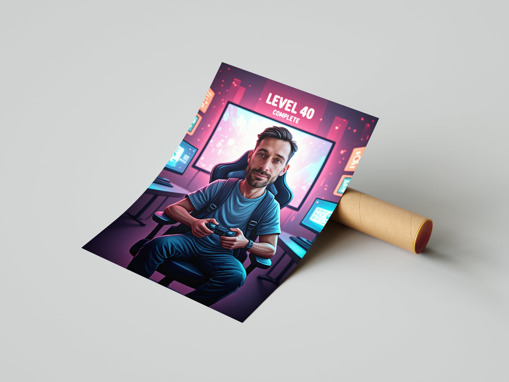 Karykatura ze zdjęcia – gracz Level 40 lub inny