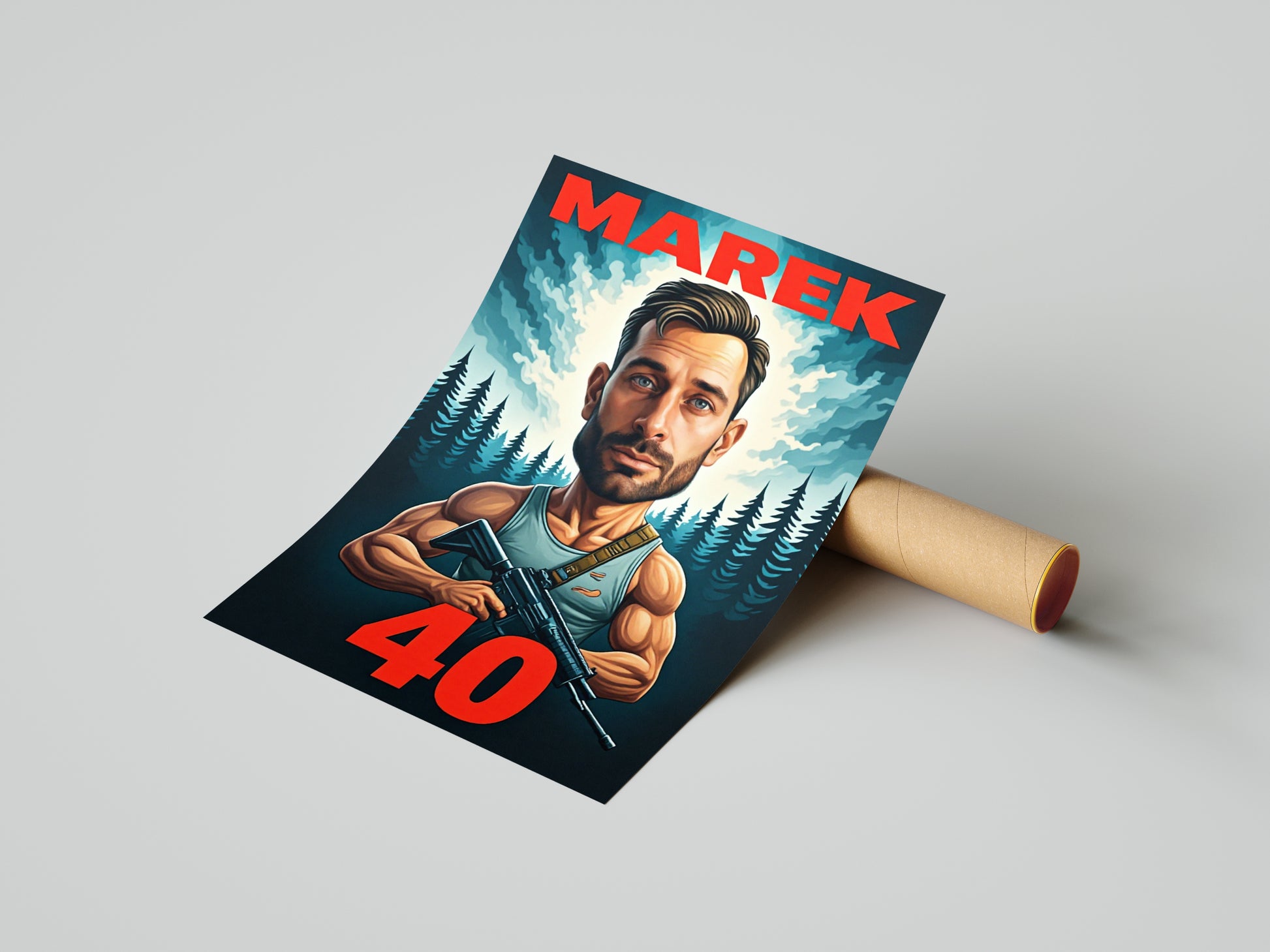 Portret karykatura Rambo ze zdjęcia