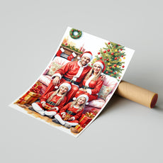 Portret rodzinny na święta – personalizowany obraz w stylu Mikołajkowym