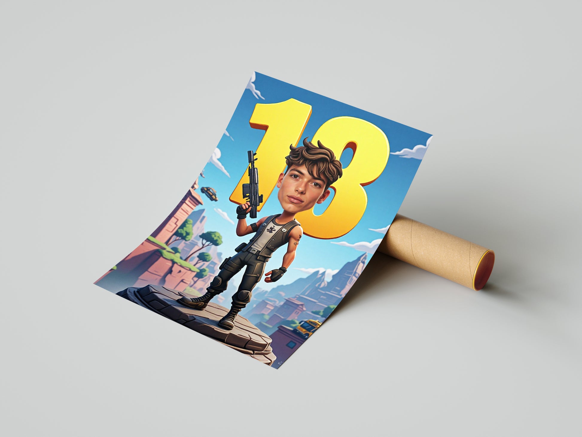 Pomysły na 18 urodziny – karykatura w stylu Fortnite