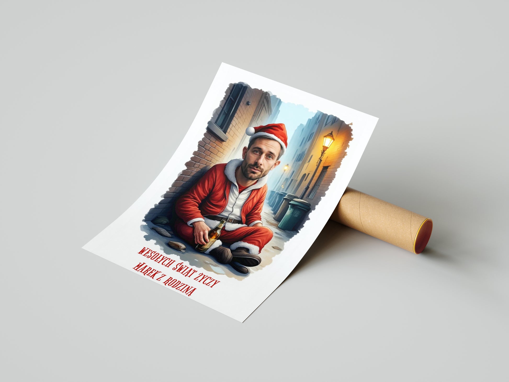 Śmieszny prezent na święta z życzeniami