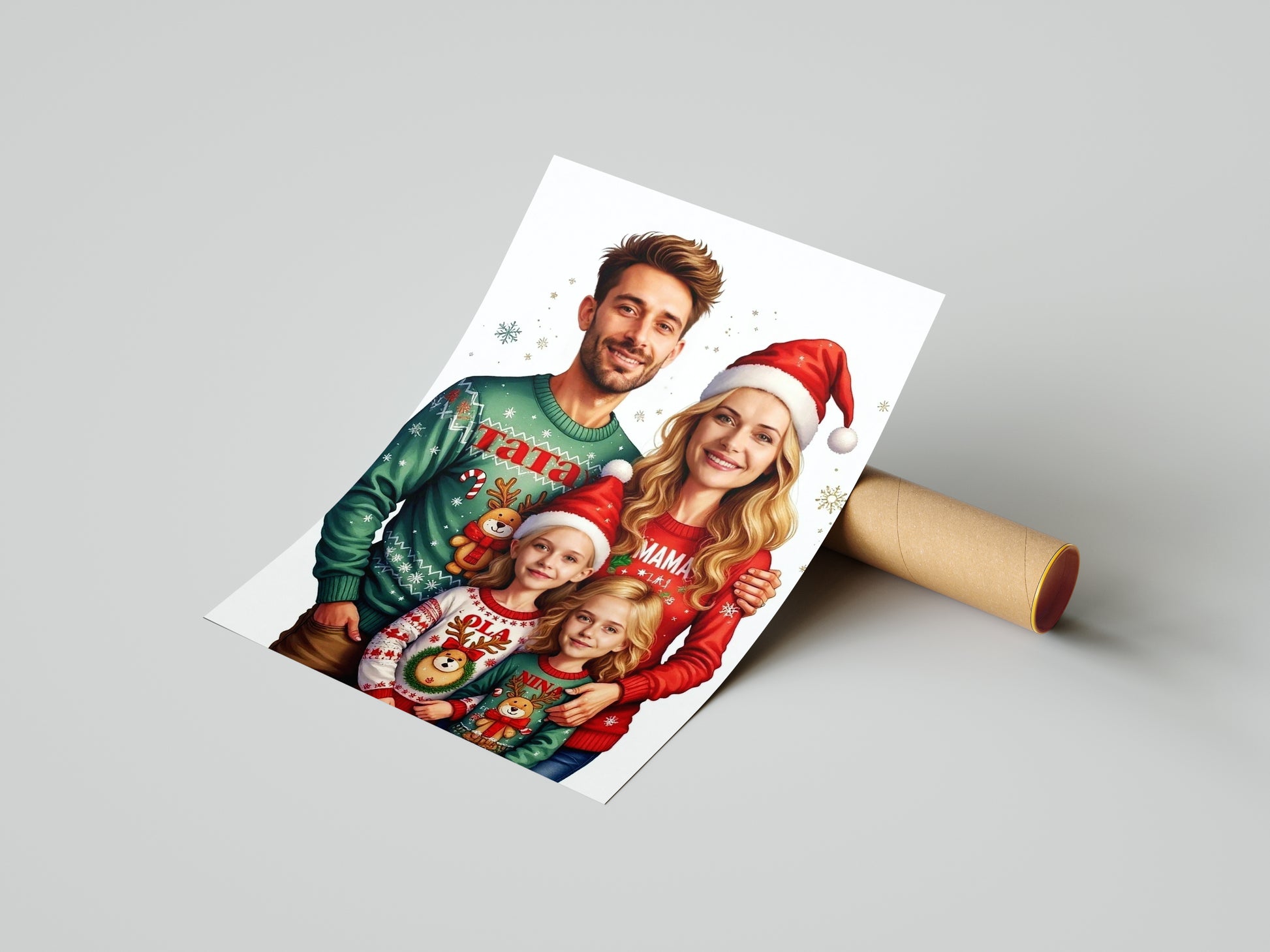 Świąteczny portret rodzinny – personalizowany obraz z imionami