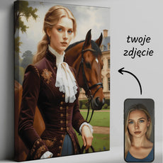 Customizable portrait canvas Arystokratyczny Portret z Koniem do dekoracji wnętrz