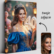 Personalizowany obraz na 40 urodziny, Bajkowy Portret Kobiety jako Prezent ze Zdjęcia