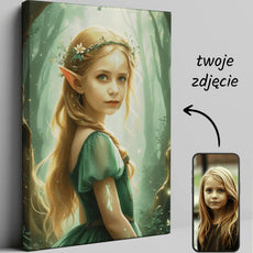 Personalizowany portret wróżkowy na płótnie Baśniowa Elfia Księżniczka