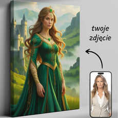 Canvas print przedstawiający kobietę w zielonej sukni średniowiecznej Celtycka Księżniczka