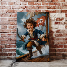 Canvas print of a pirate boy, perfect birthday gift for a child