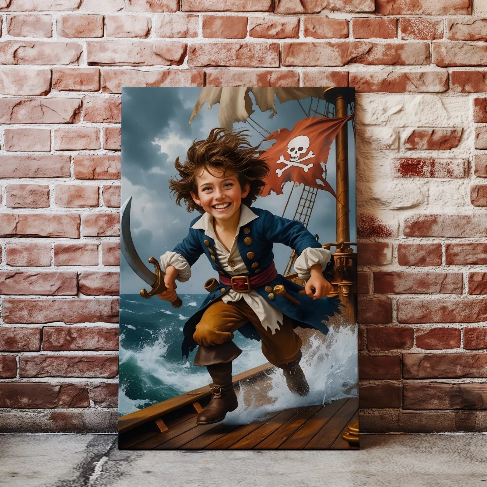 Canvas print of a pirate boy, perfect birthday gift for a child