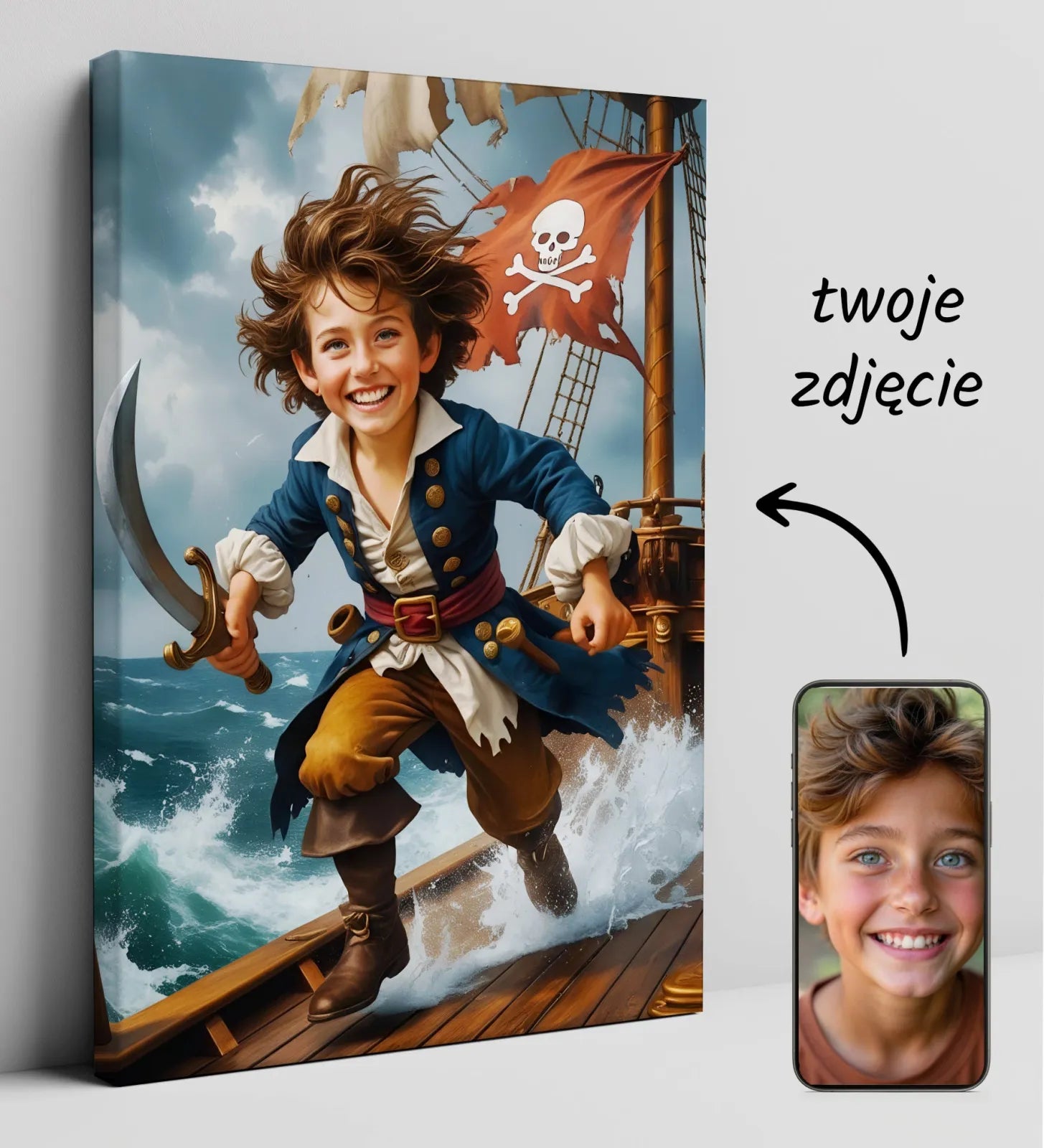 Personalizowany portret pirata na płótnie dla dziecka na urodziny