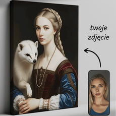 Renaissance portrait canvas Dama z łasiczką w eleganckiej stylizacji artystycznej