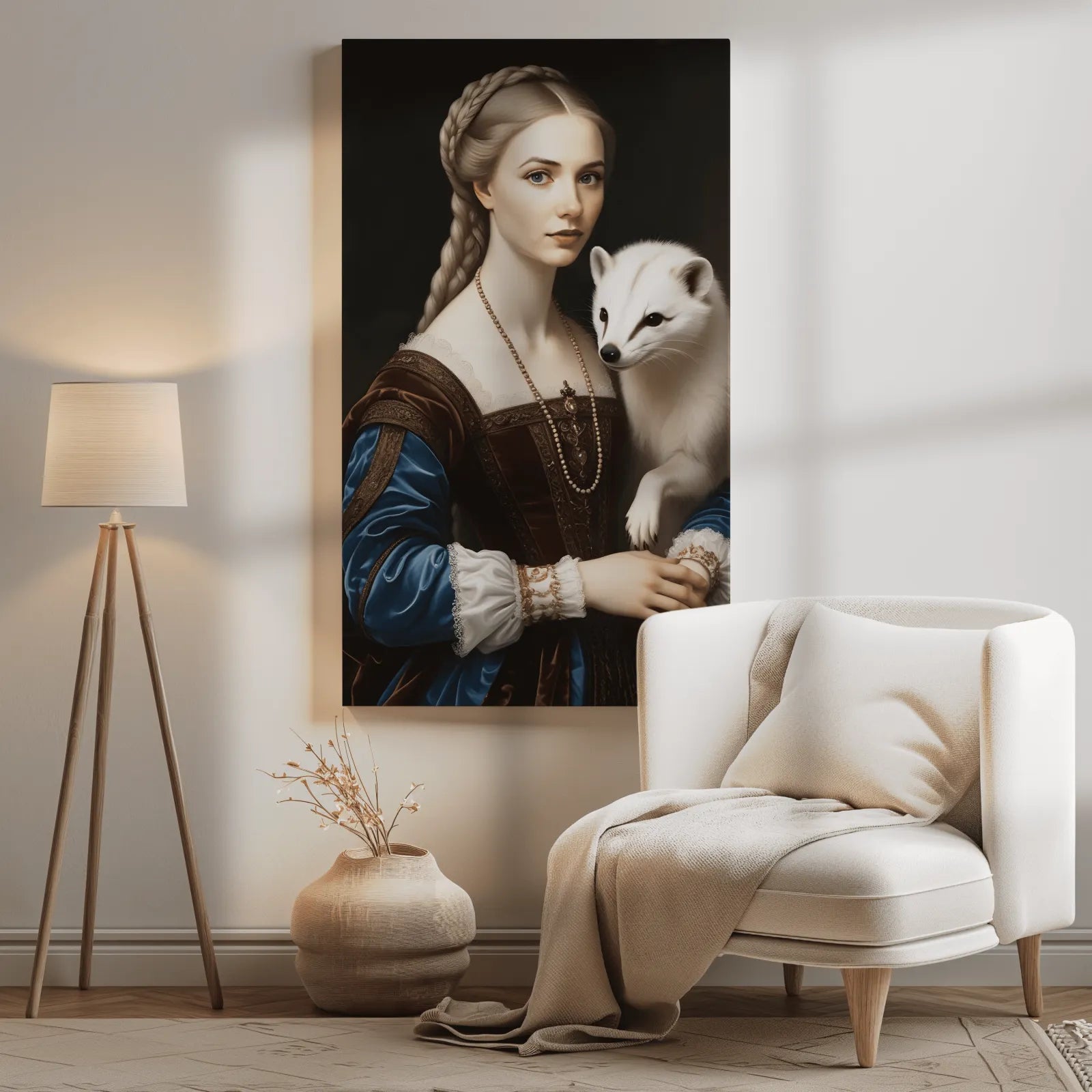 Renaissance-style portrait of a woman with an ermine in Dama z łasiczką