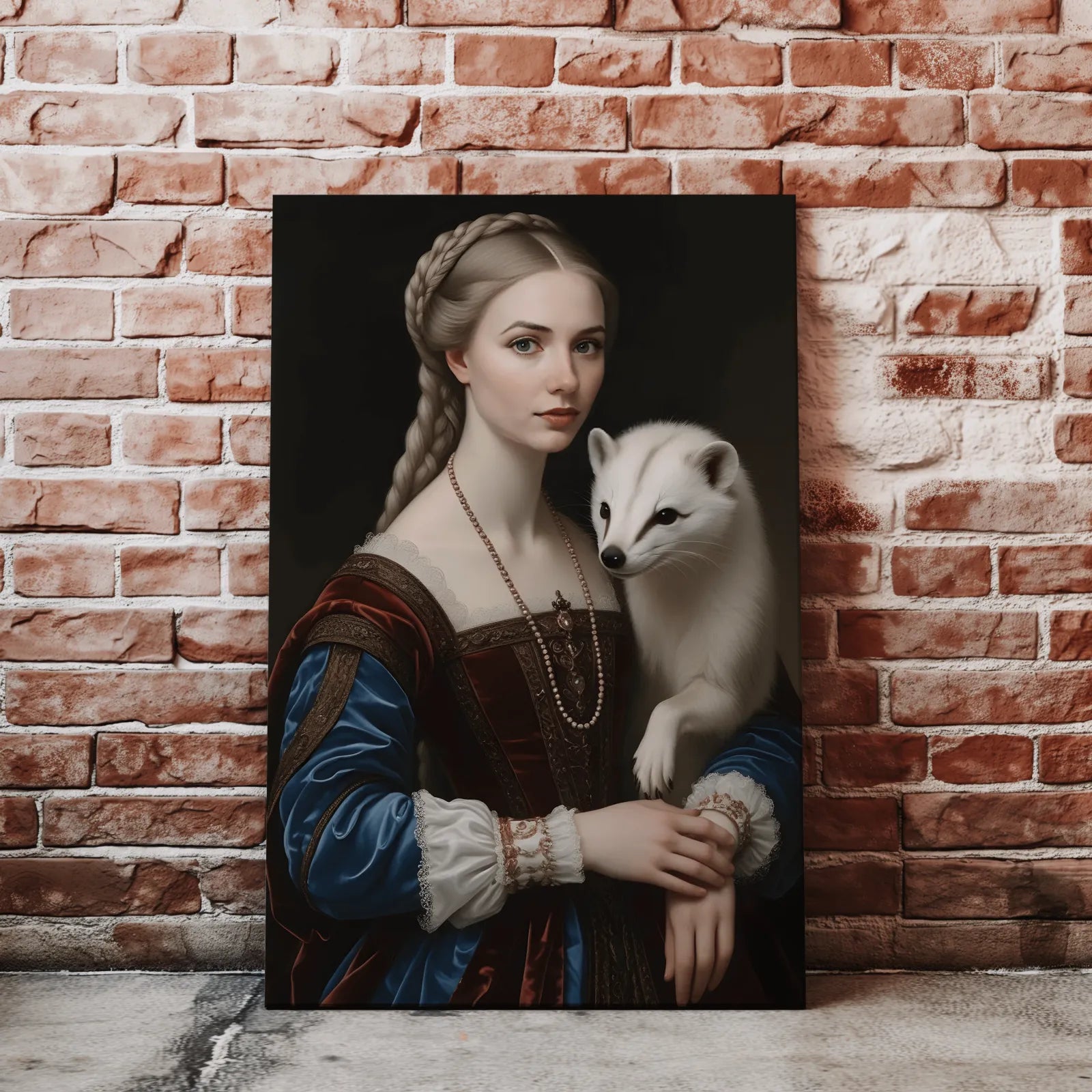 Renaissance-style portrait of a woman with an ermine in Dama z łasiczką