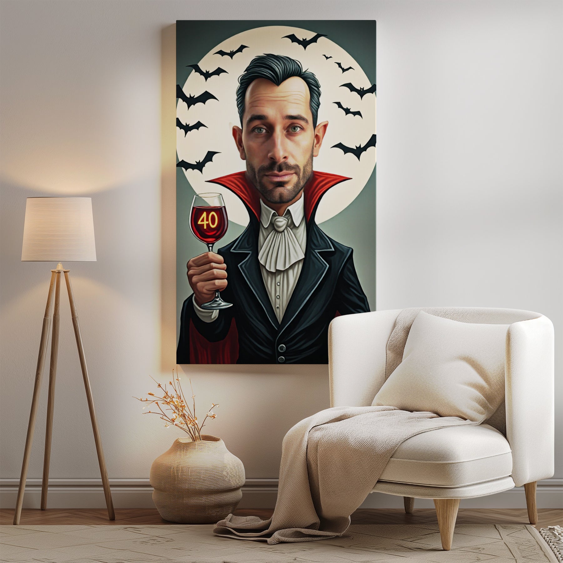 Karykatura ze zdjęcia – Wampir z kieliszkiem