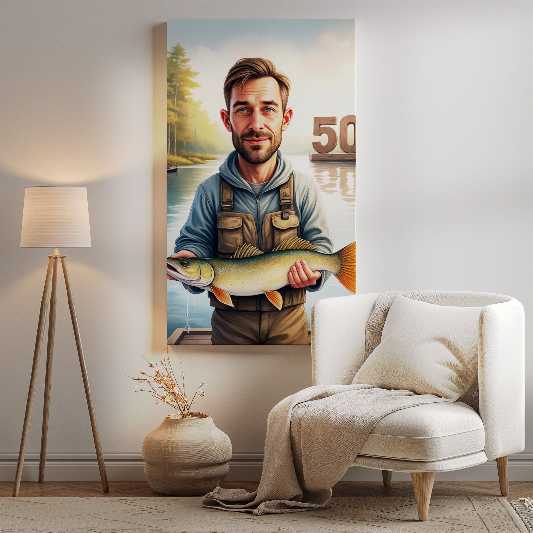 Rybak z Trofeum – Portret nad Jeziorem z Cyfrą