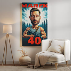 Portret karykatura Rambo ze zdjęcia