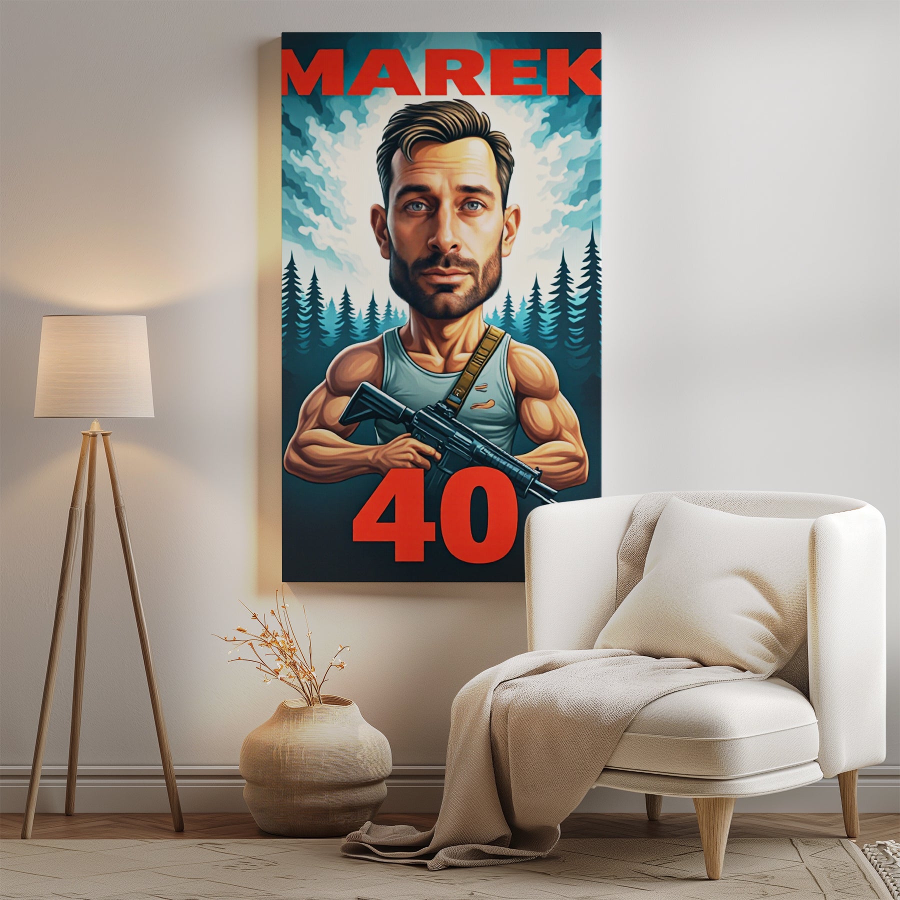 Portret karykatura Rambo ze zdjęcia