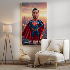 Karykatura superbohatera ze zdjęcia