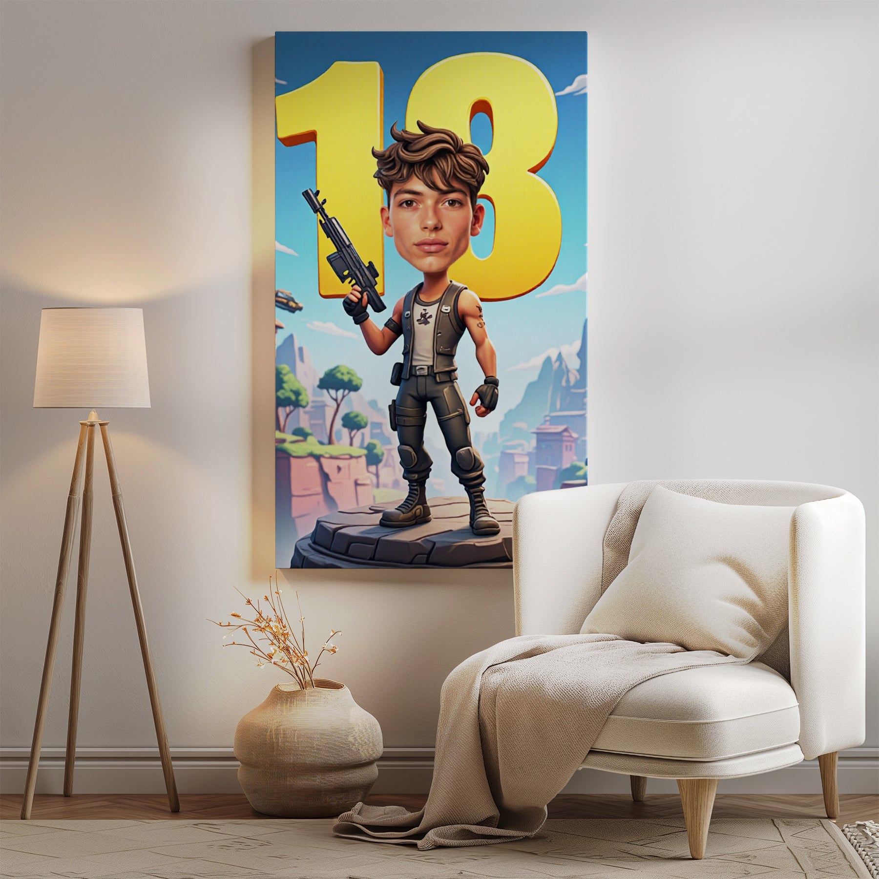 Pomysły na 18 urodziny – karykatura w stylu Fortnite