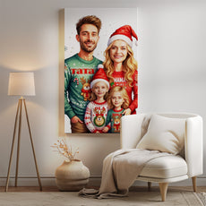 Świąteczny portret rodzinny – personalizowany obraz z imionami