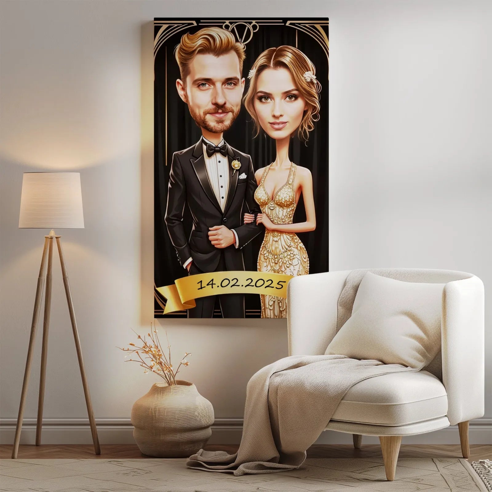 Karykatura ślubna glamour na produkt Ekskluzywna karykatura ślubna