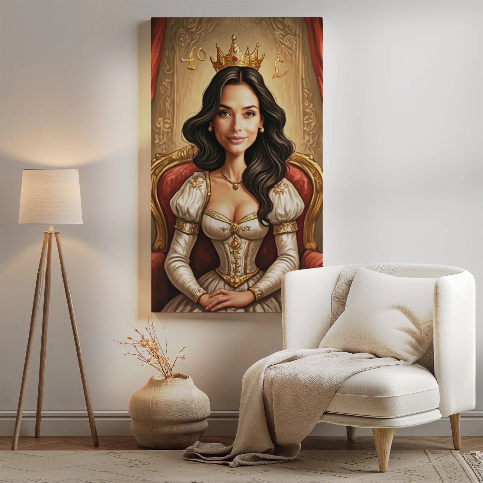 Portret królowej na płótnie w stylistyce renesansu dla 40. urodzin produktu Elegancki obraz
