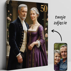 Personalizowany obraz na płótnie z okazji 50. rocznicy ślubu Elegancki Portret